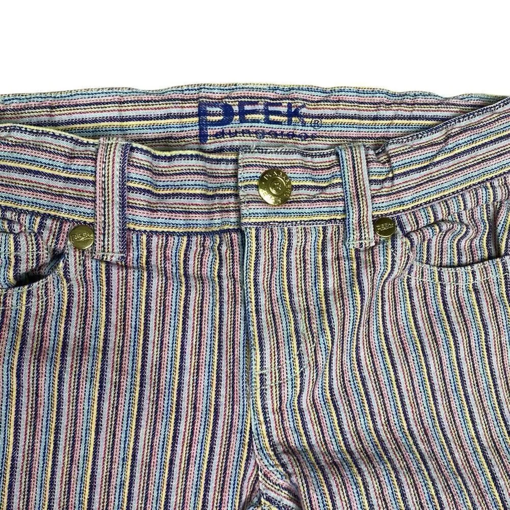 Peek Dungarees Rainbow striped  Girl Jeans Size 6